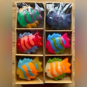 Vintage NIB Tropical Fish Floating Candles Boxes PIER ONE Nautical Beach Theme